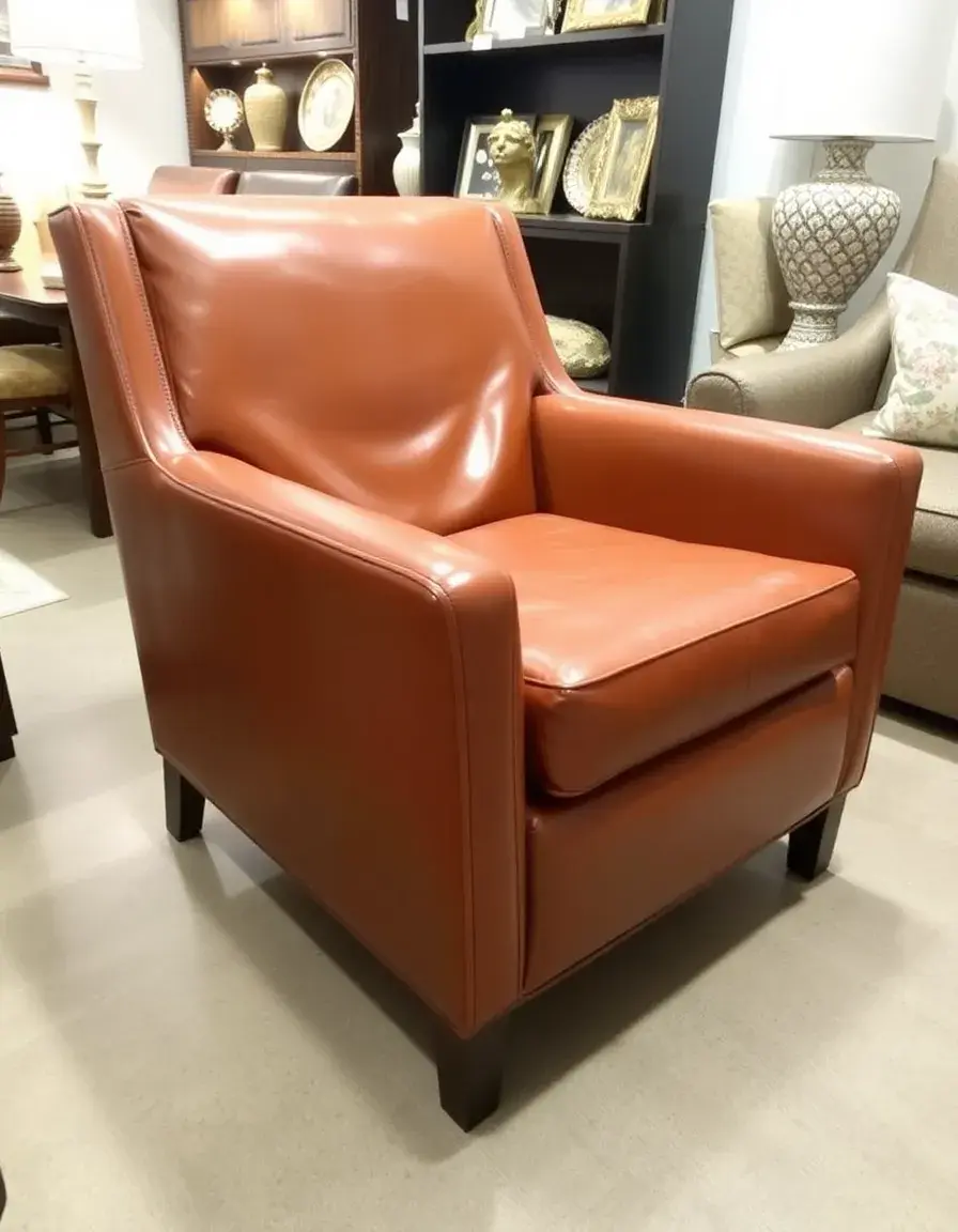 Cognac bonded leather armchair