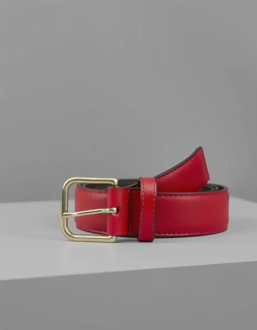 Red bonded leather belt