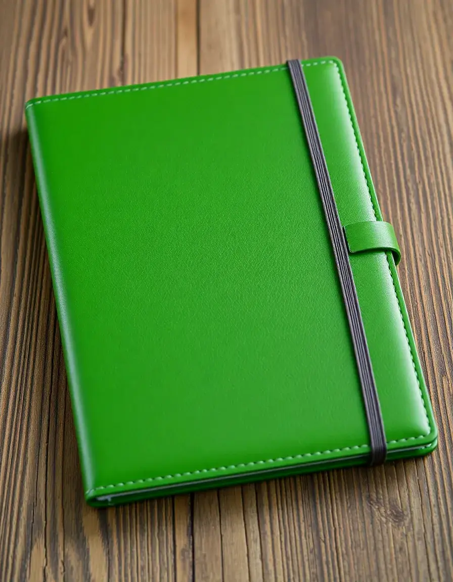 Green bonded leather cover notebook