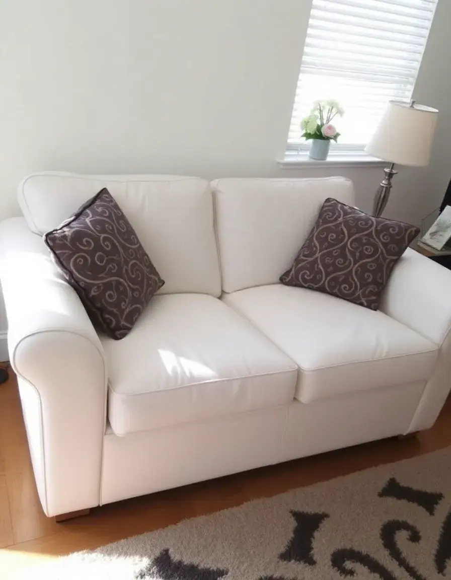 Elegant white leather loveseat two seater