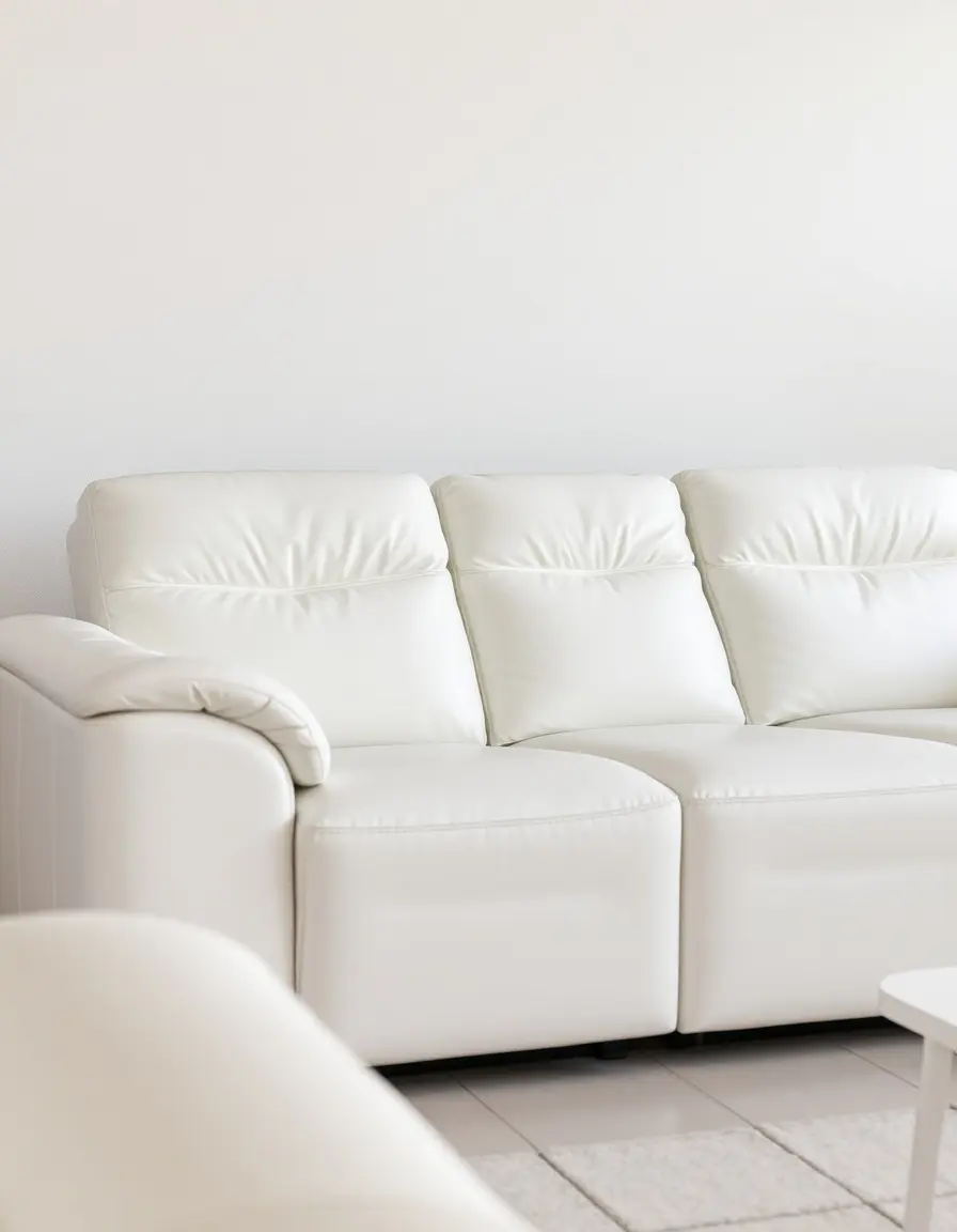 Comfortable white leather recliner couch