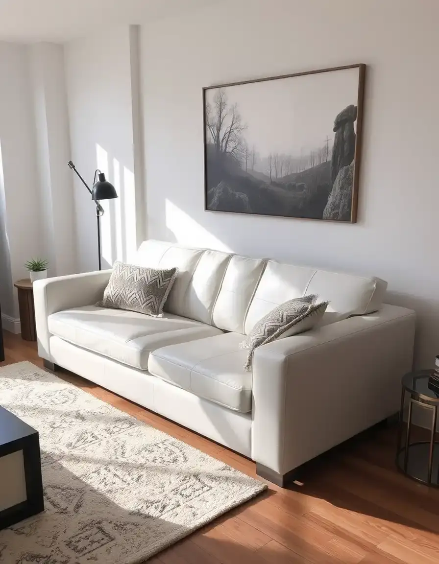 White leather sleeper sofa couch