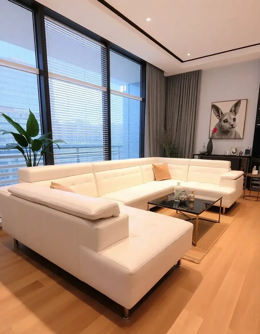 White L-Shaped Leather Sofa