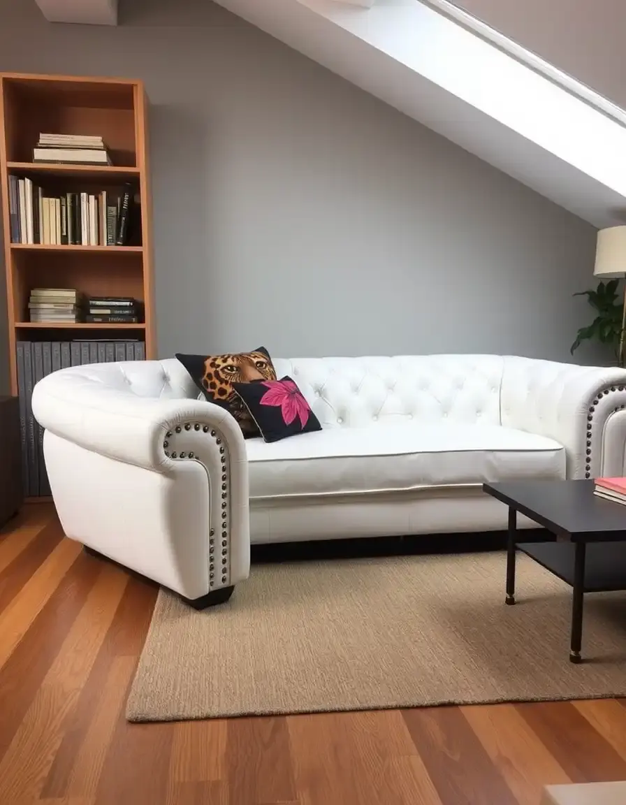 White Retro Style Leather Sofa