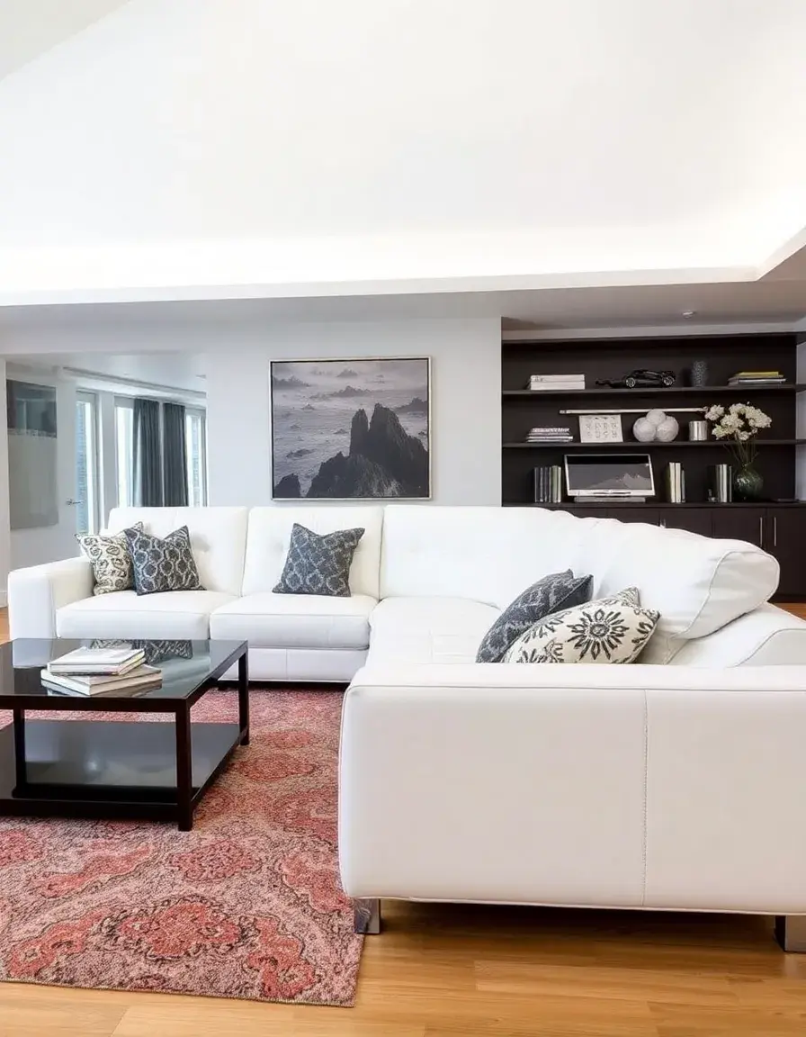 White designer leather sofa in a luxury setting