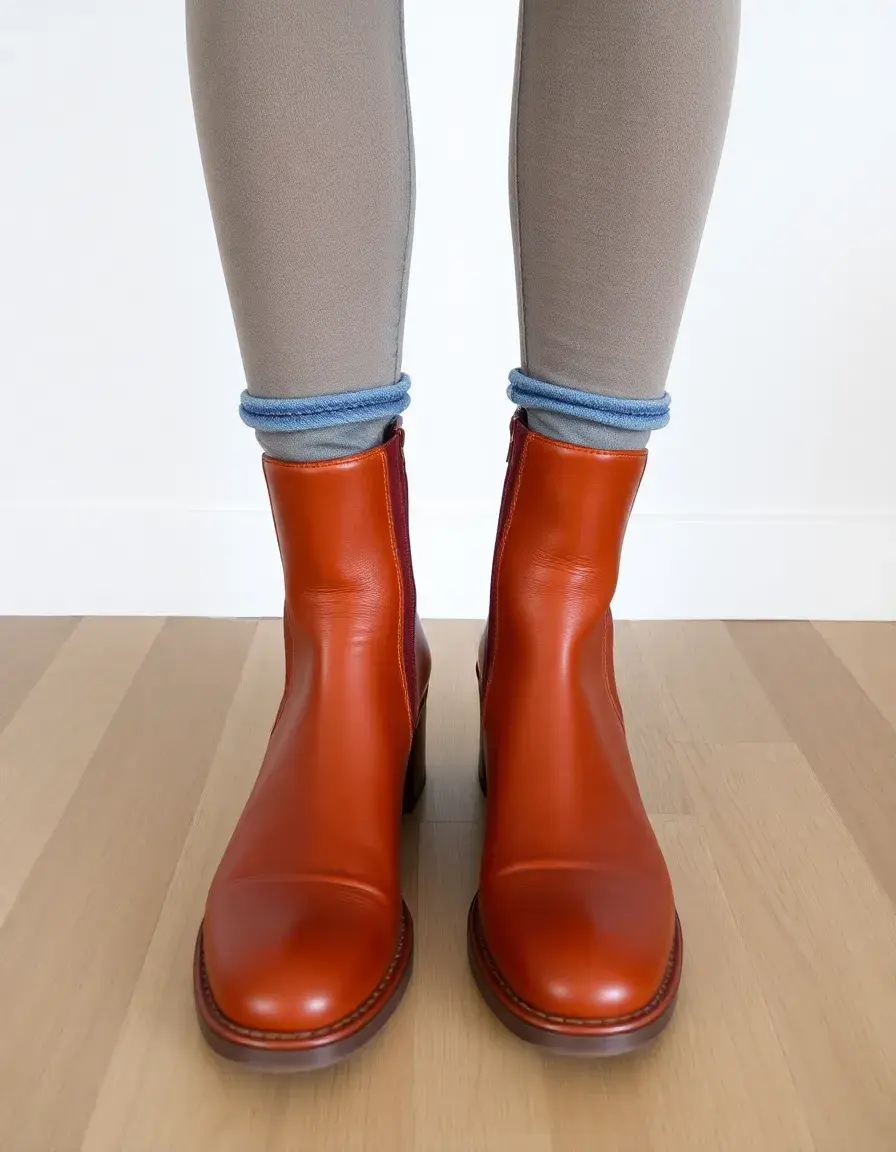Cognac chelsea leather boots women