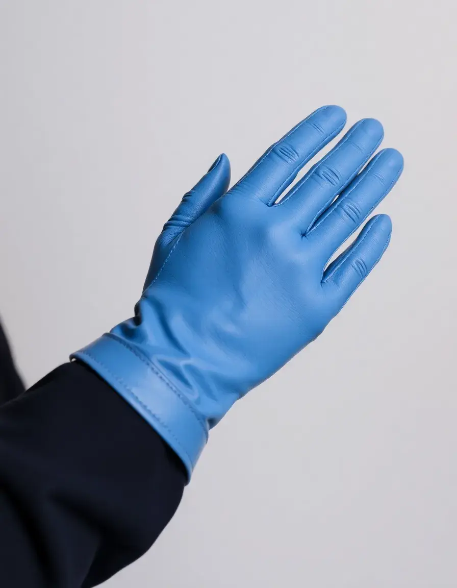 Blue vintage leather gloves women