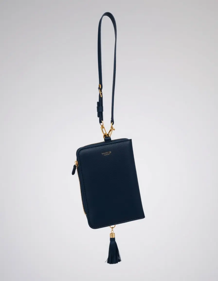 Navy leather wallet bag