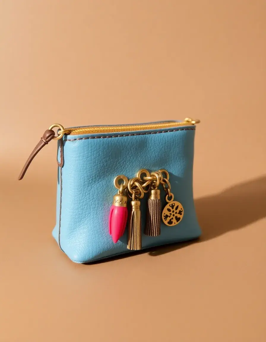 Blue leather mini purse