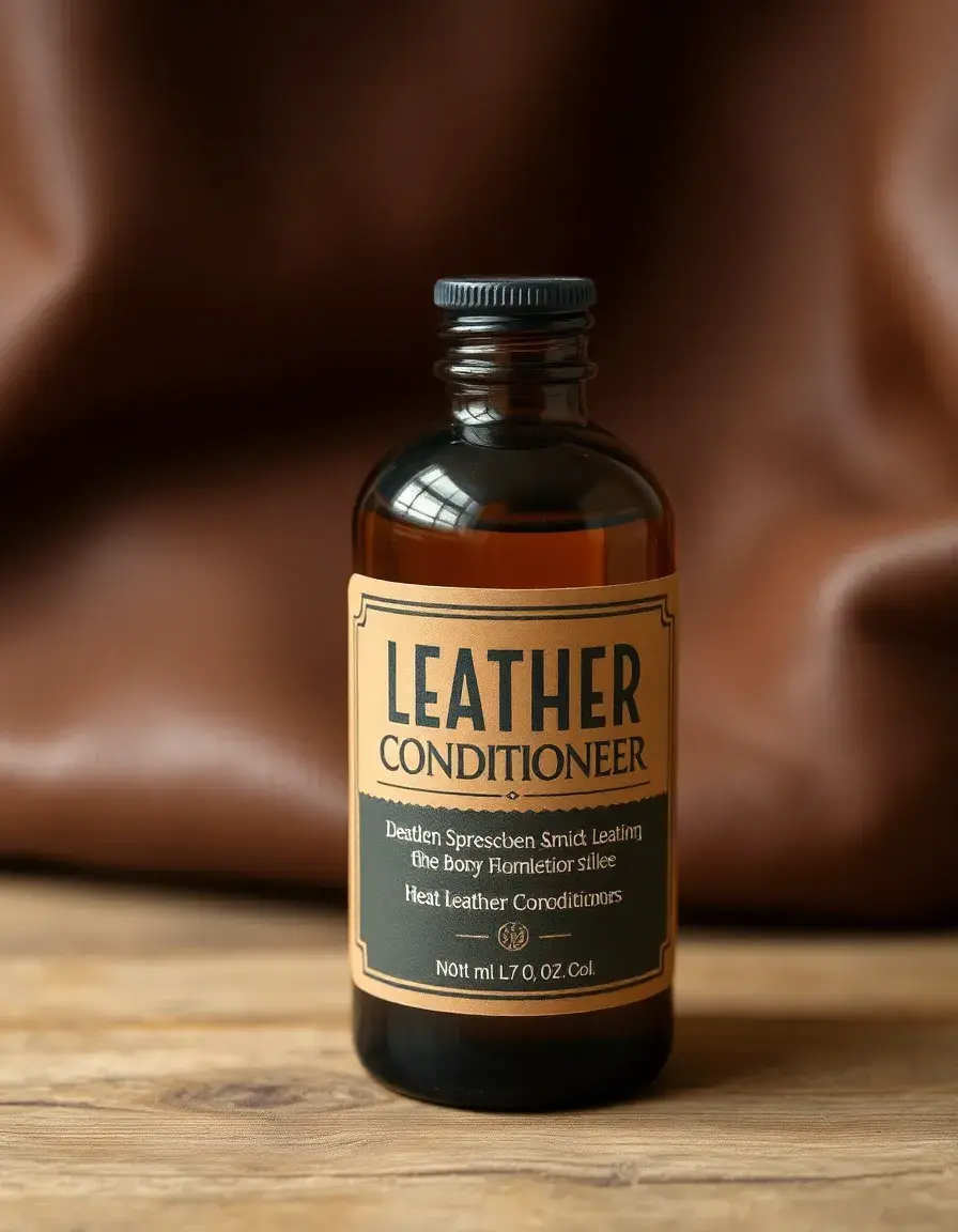 Applying leather conditioner balm to a rich brown leather surface