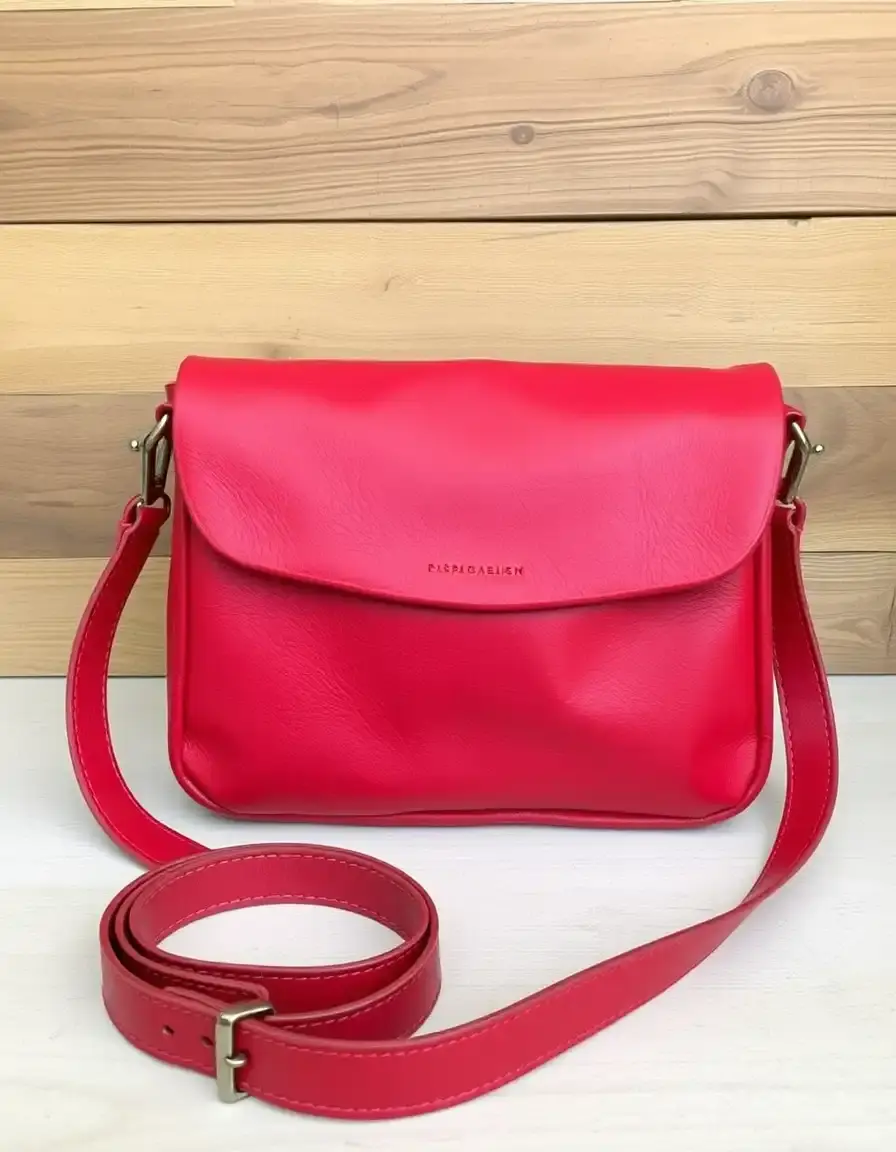 Red small leather messenger purse
