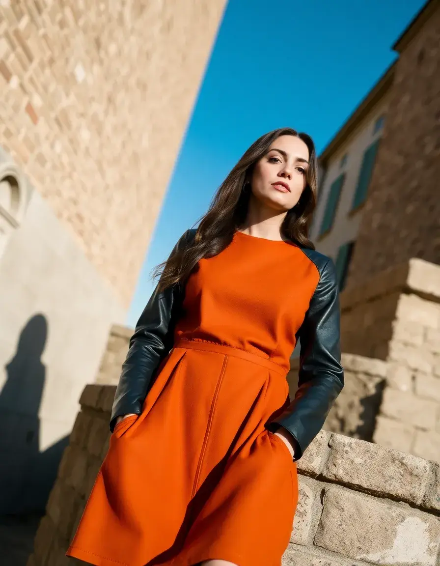 Leather Sleeve Dress