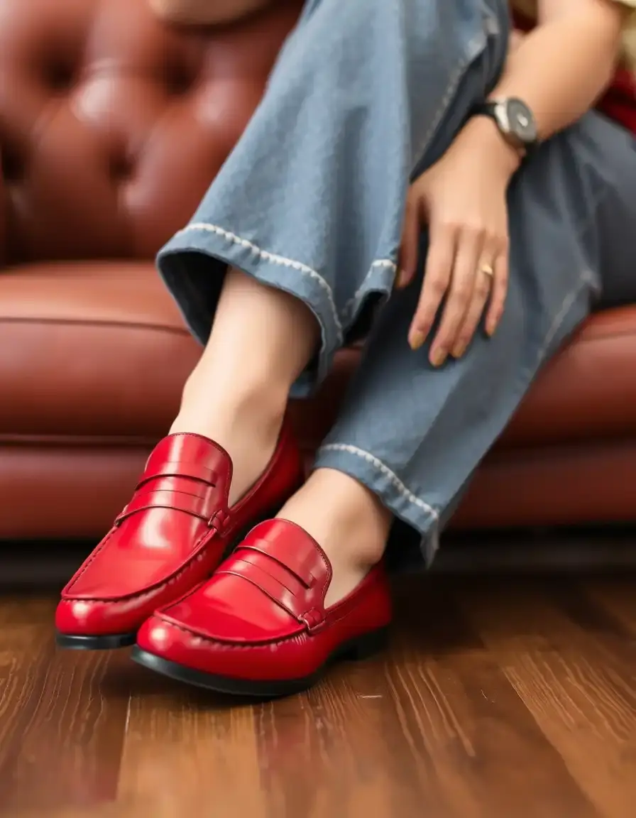 Red penny loafers