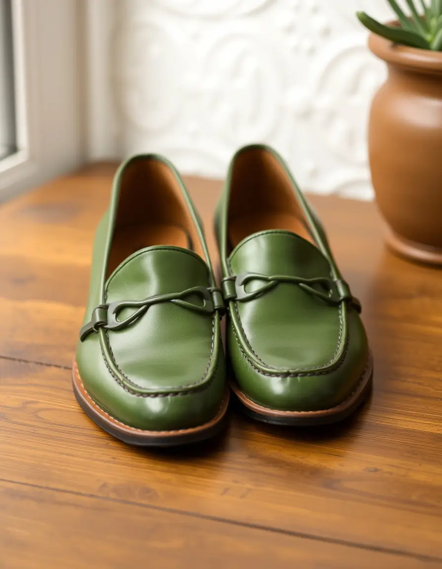 Green vintage loafers