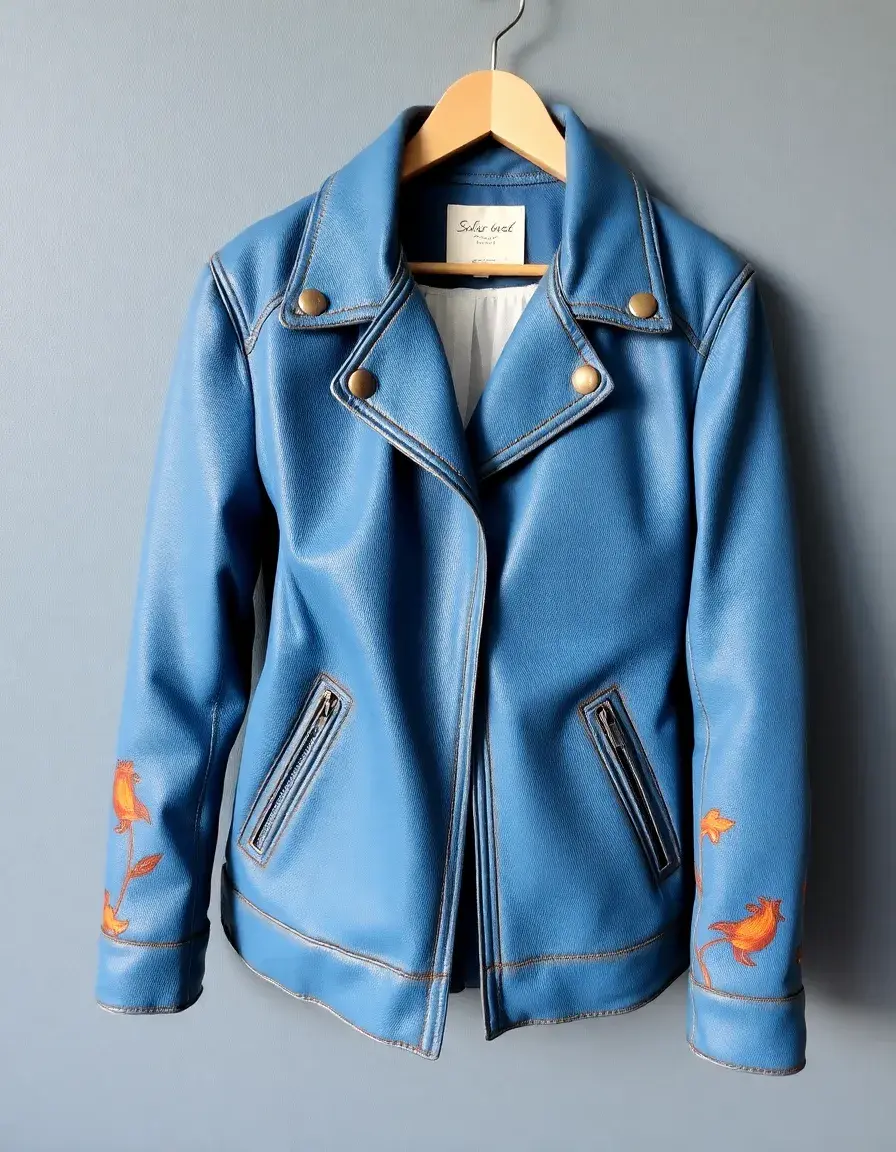 Blue ladies vintage leather jacket