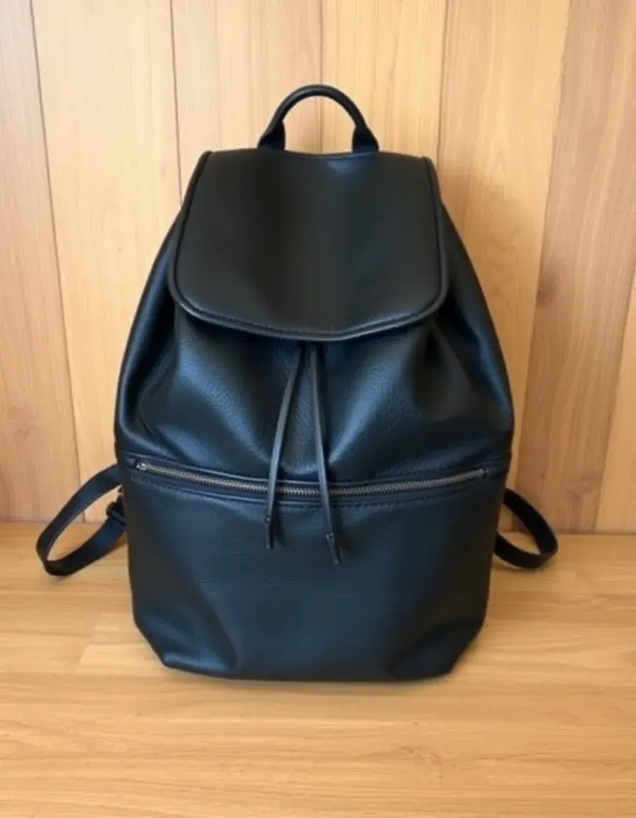 Black large leather backpack women