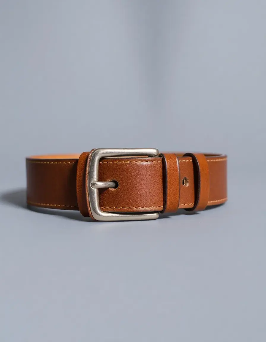 Brown wide leather belt for women