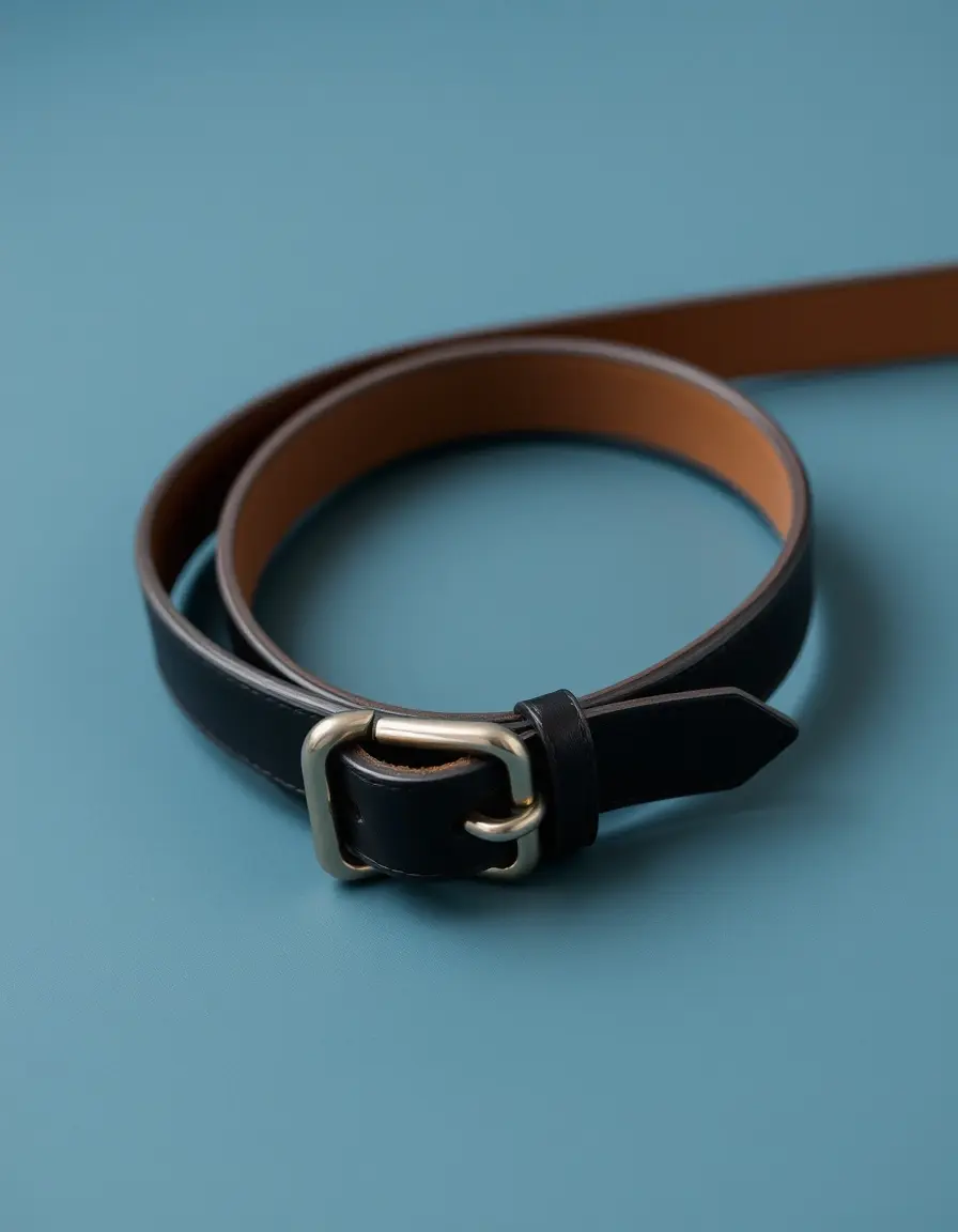 Black skinny leather belt
