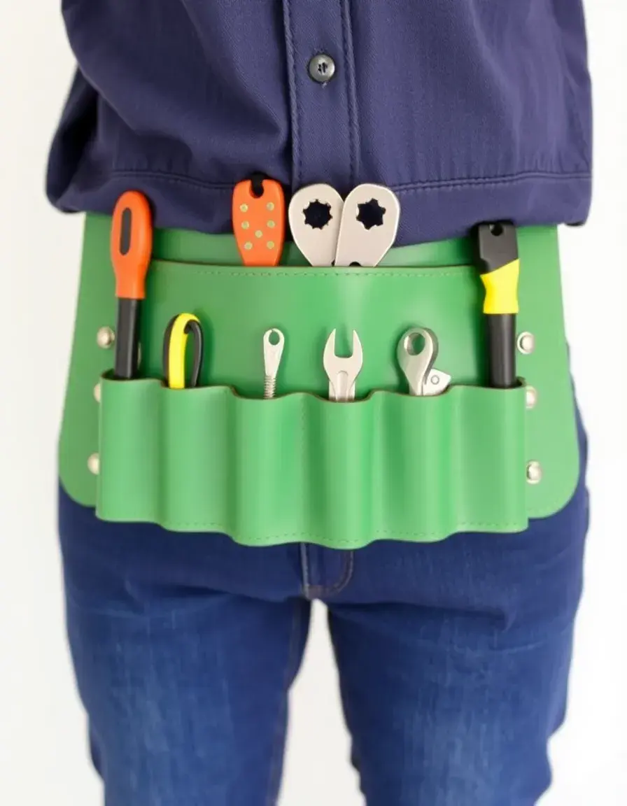 Green tool holder leather belt