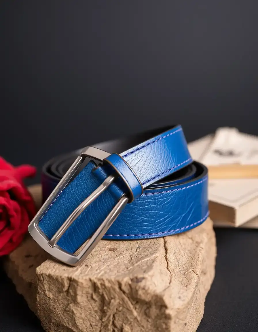 Blue fashion leather belt