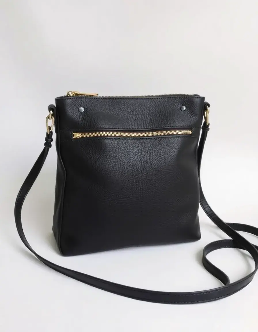 Black large leather cross body bag