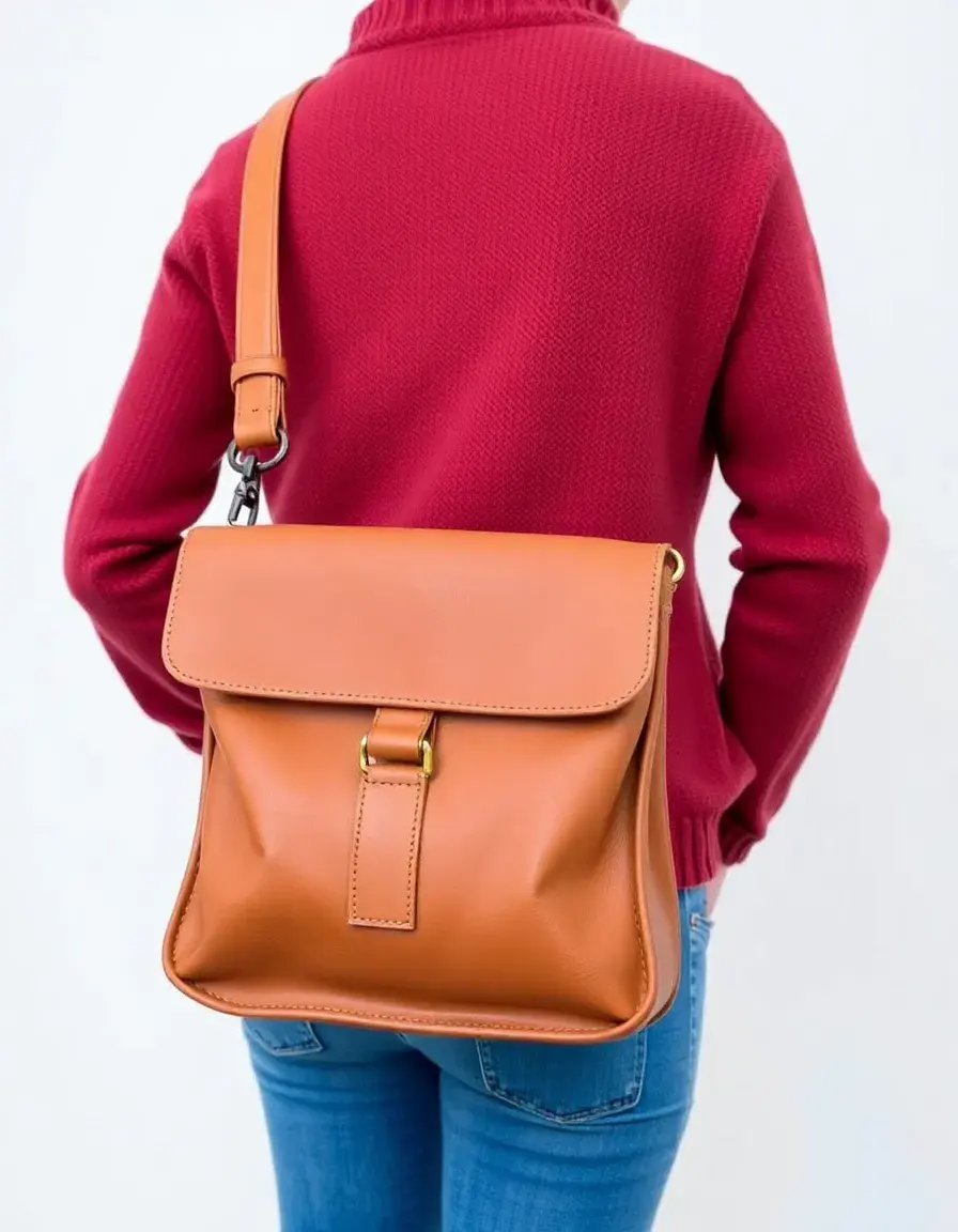 Cognac vintage leather cross body bag