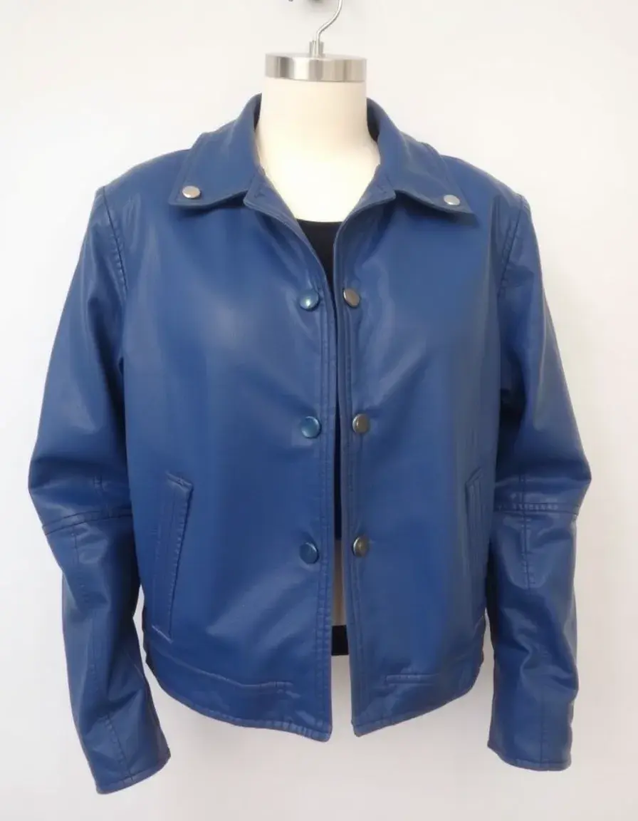 Blue faux leather vintage jacket