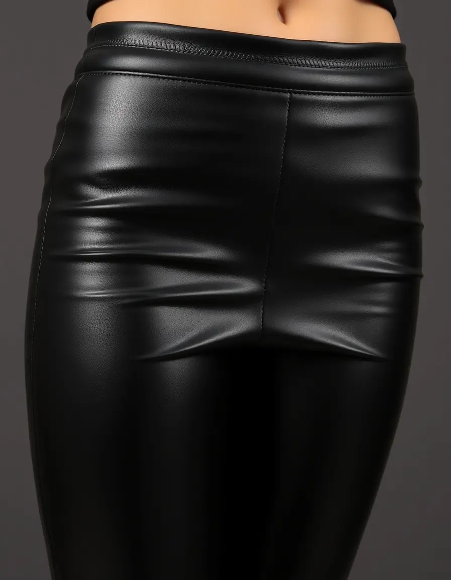 Black shiny faux leather leggings