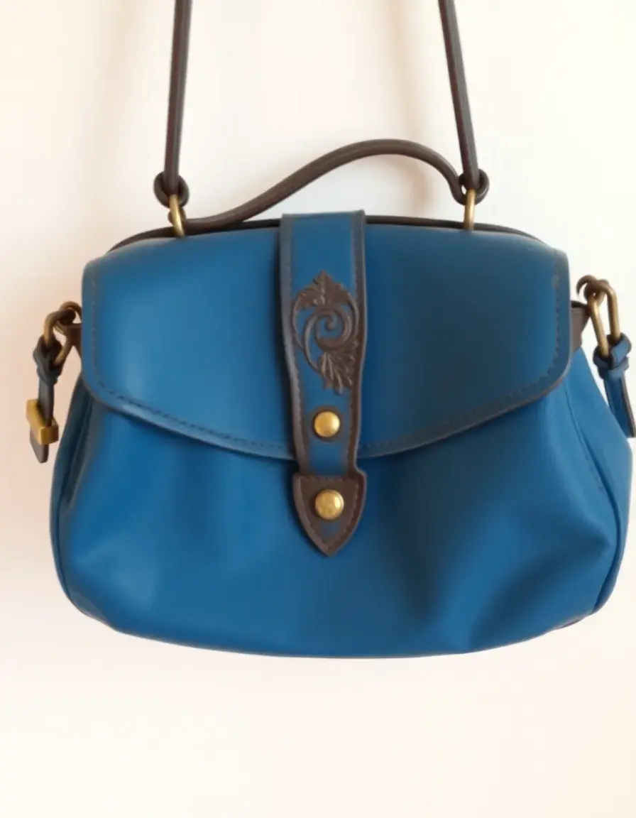 Blue vintage leather purse