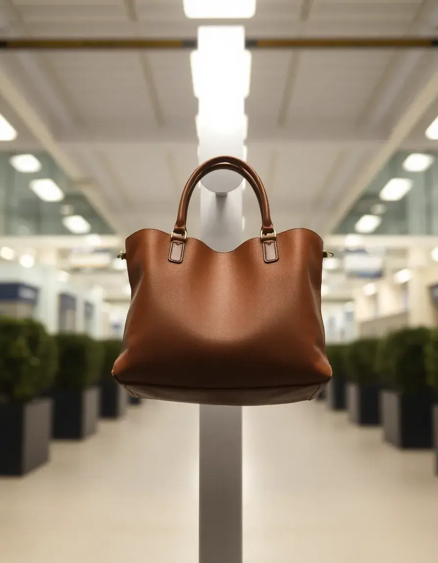 Brown leather tote handbag with sturdy handles