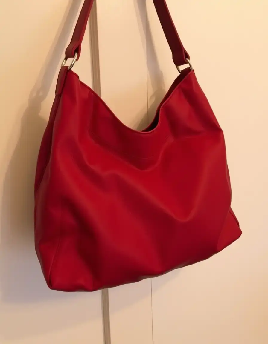 Red leather hobo purse with slouchy design
