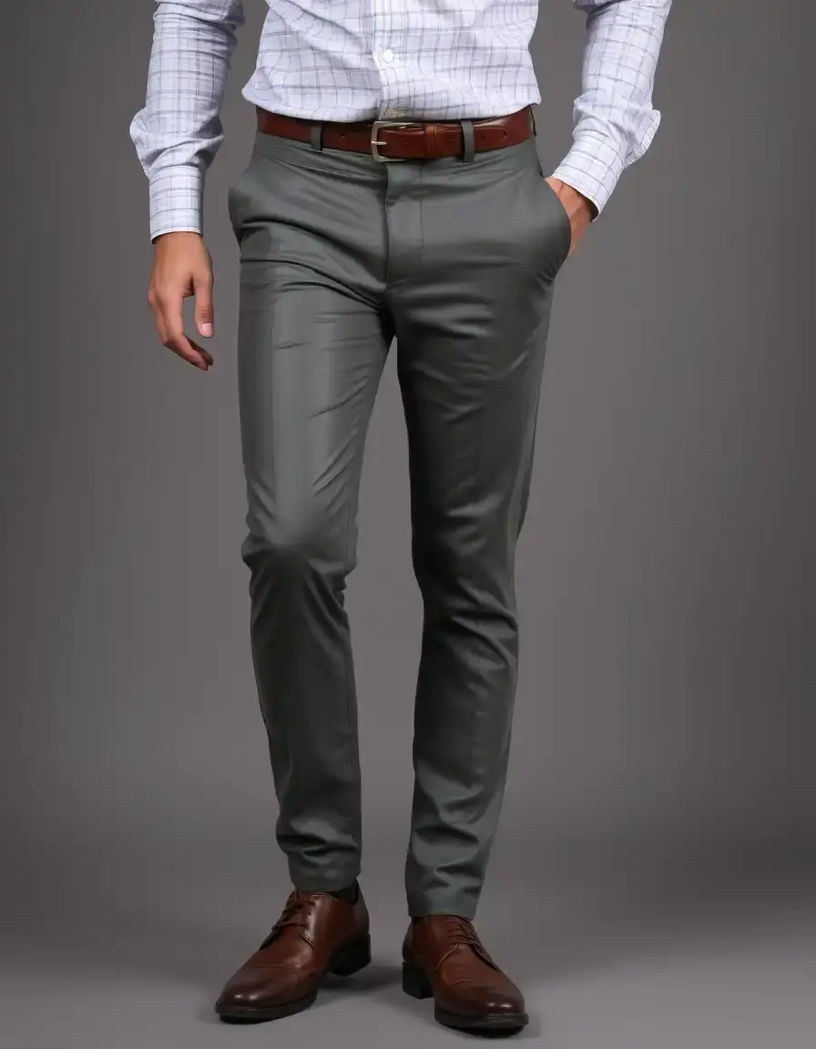 Gray casual leather slacks for men