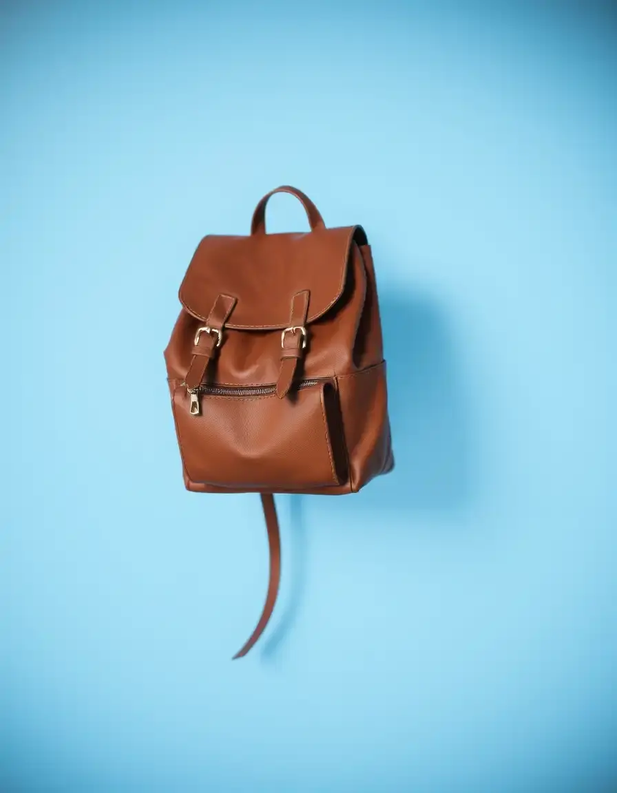 Brown small leather rucksack women