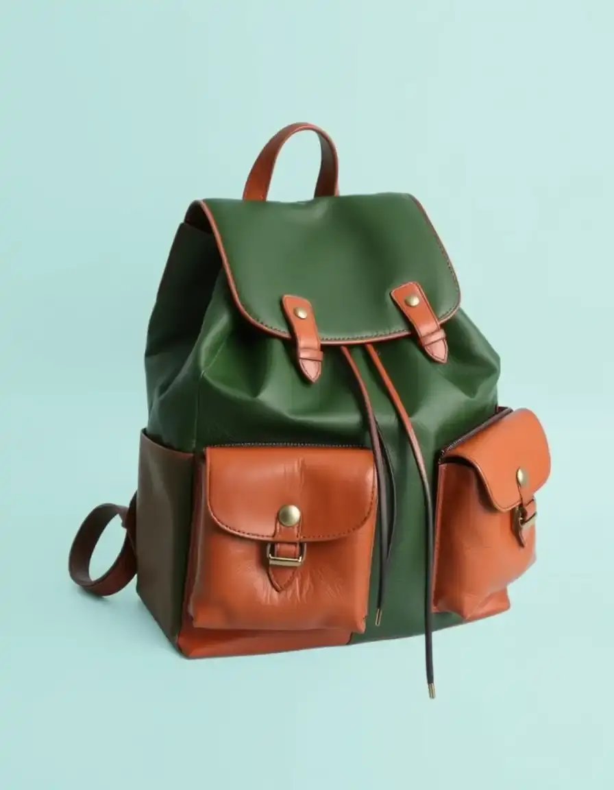 Green convertible leather rucksack women