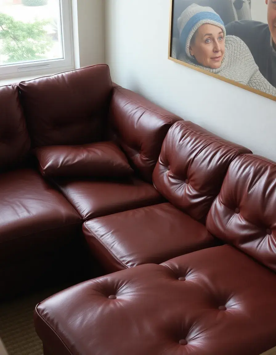 Corner leather couch in a spacious room