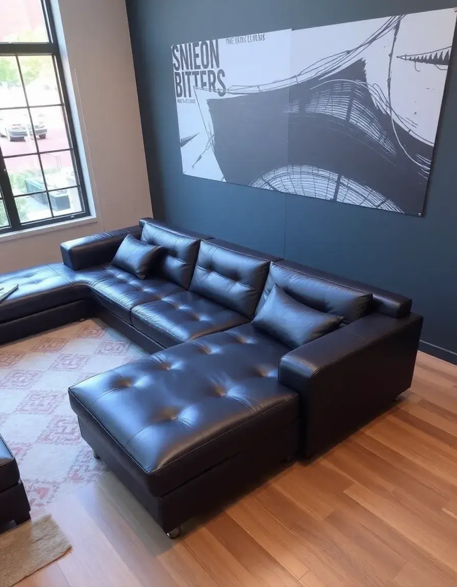 Modular leather sofa arrangement