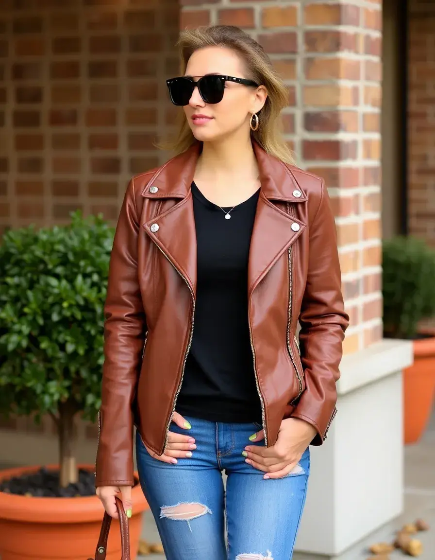Classic Brown Faux Leather Jacket