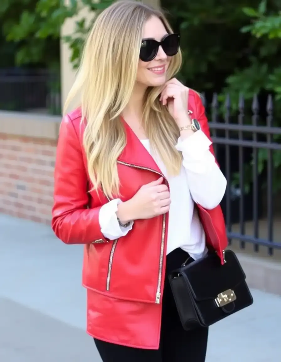 Vibrant Red Faux Leather Jacket