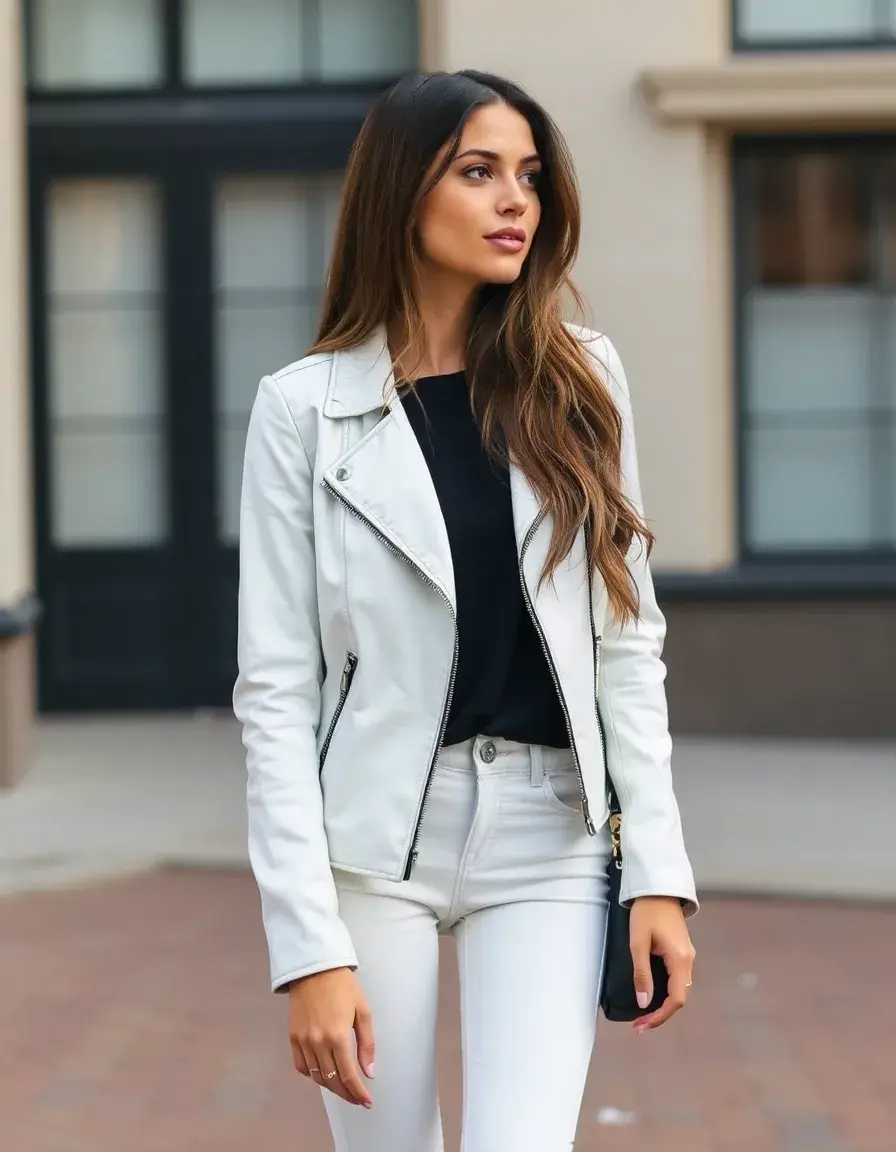 Clean White Faux Leather Jacket