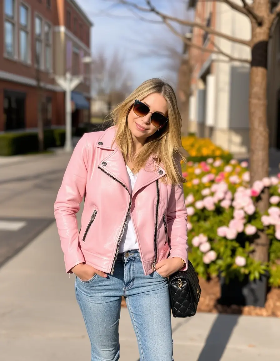 Soft Pink Faux Leather Jacket