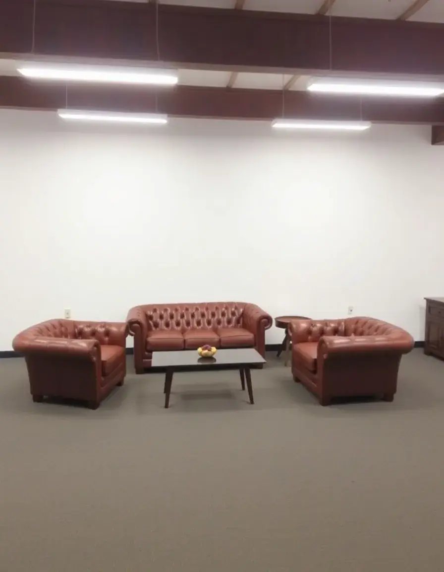 Leather couch and armchair set in a cozy interior