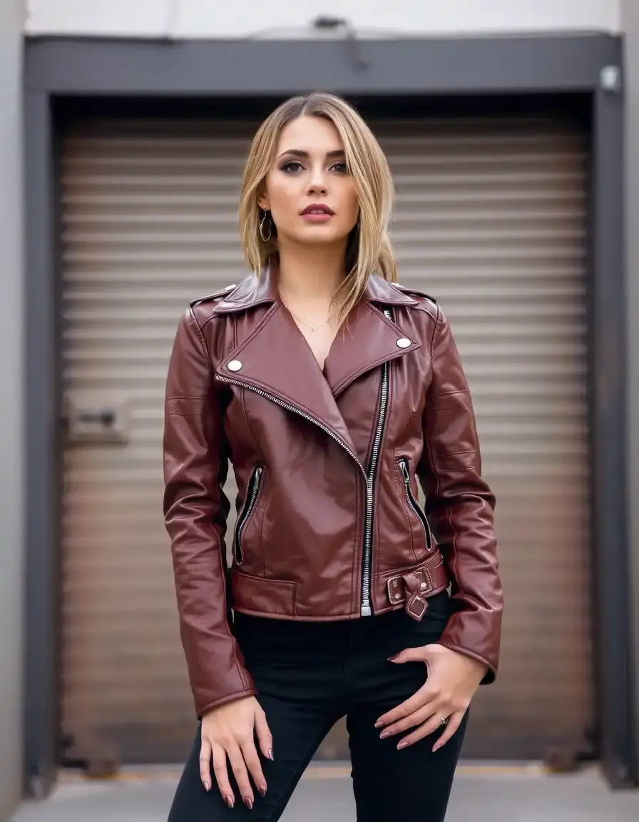 Brown Leather Moto Jacket