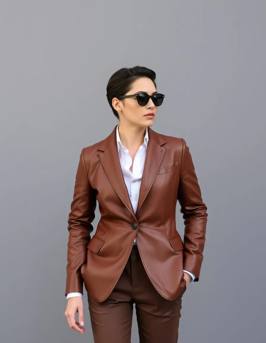 Brown Leather Blazer
