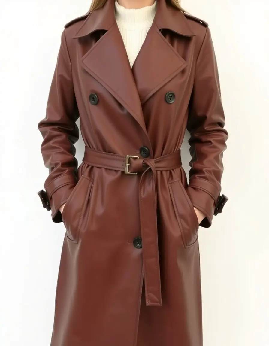 Brown Leather Trench