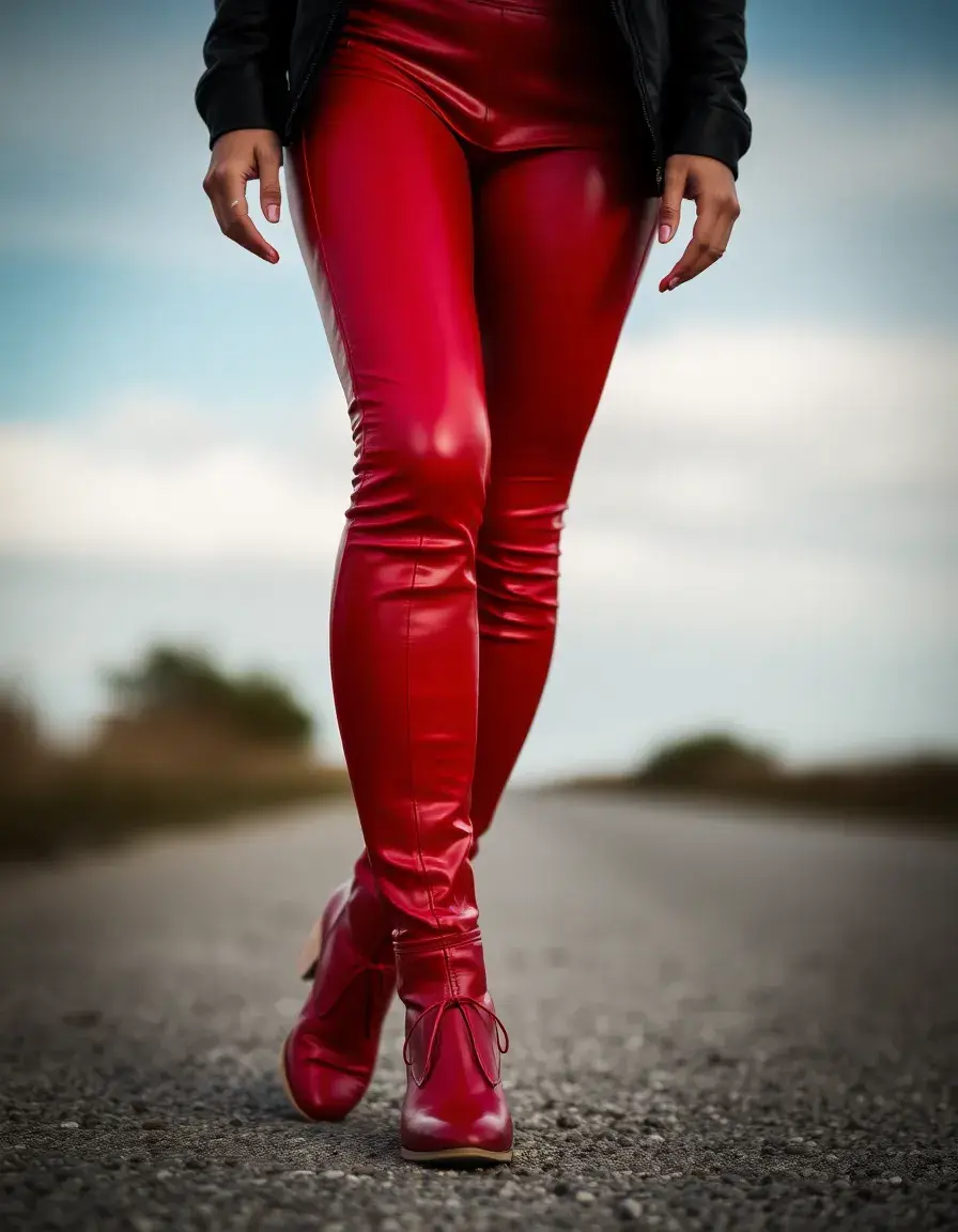 Red Leather Leggings