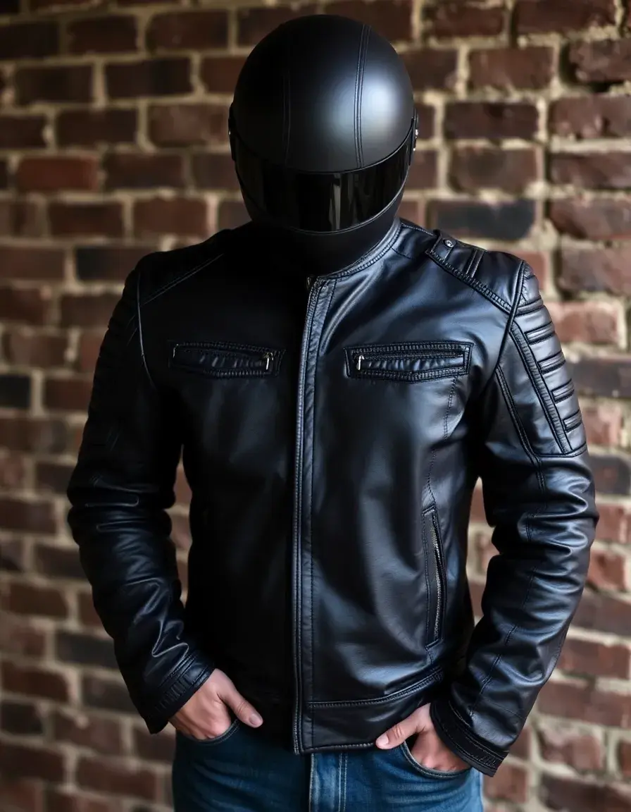 Armored leather motorcycle jacket
