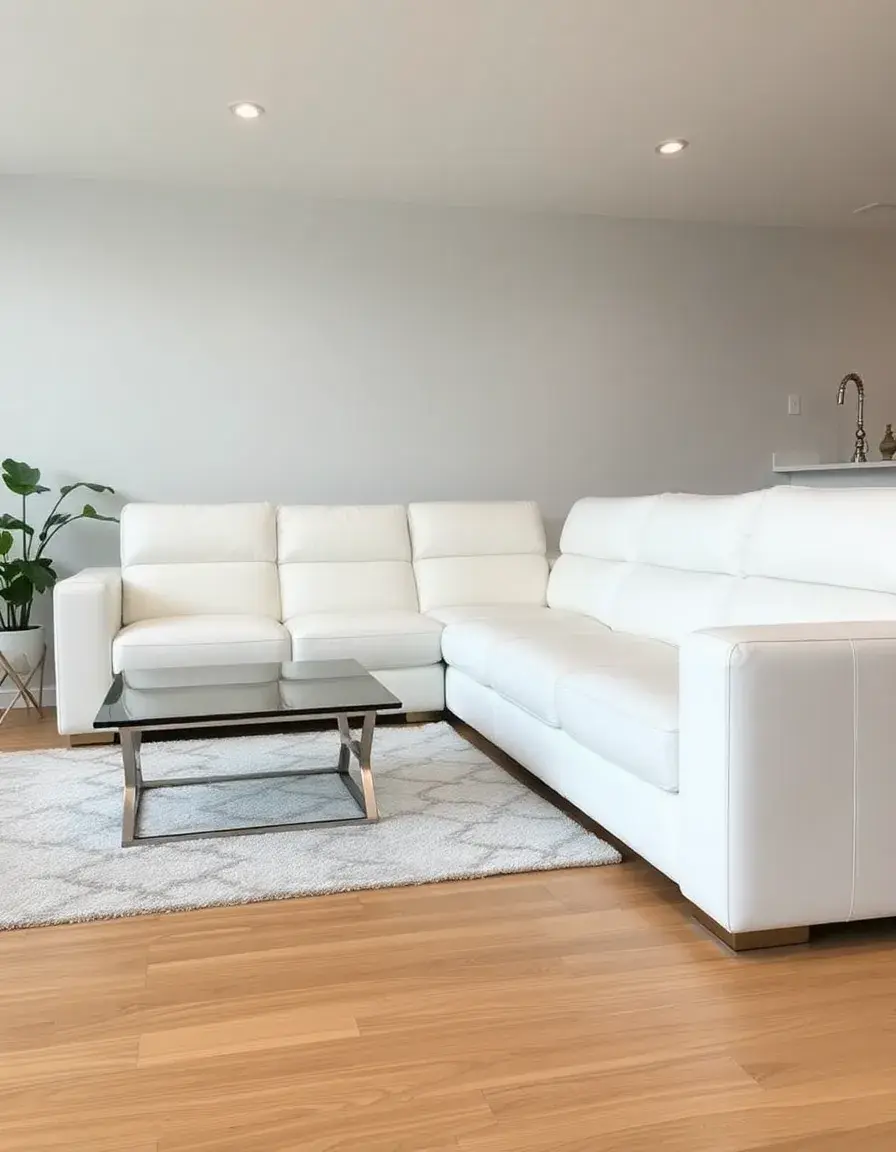 White leather sectional couch minimalist style
