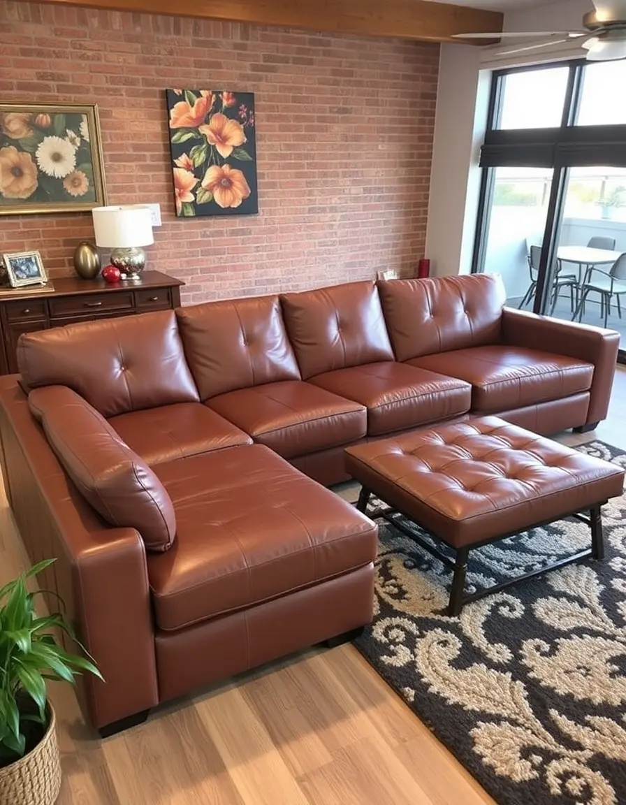 Extra Large Leather Sectional in modern living room
