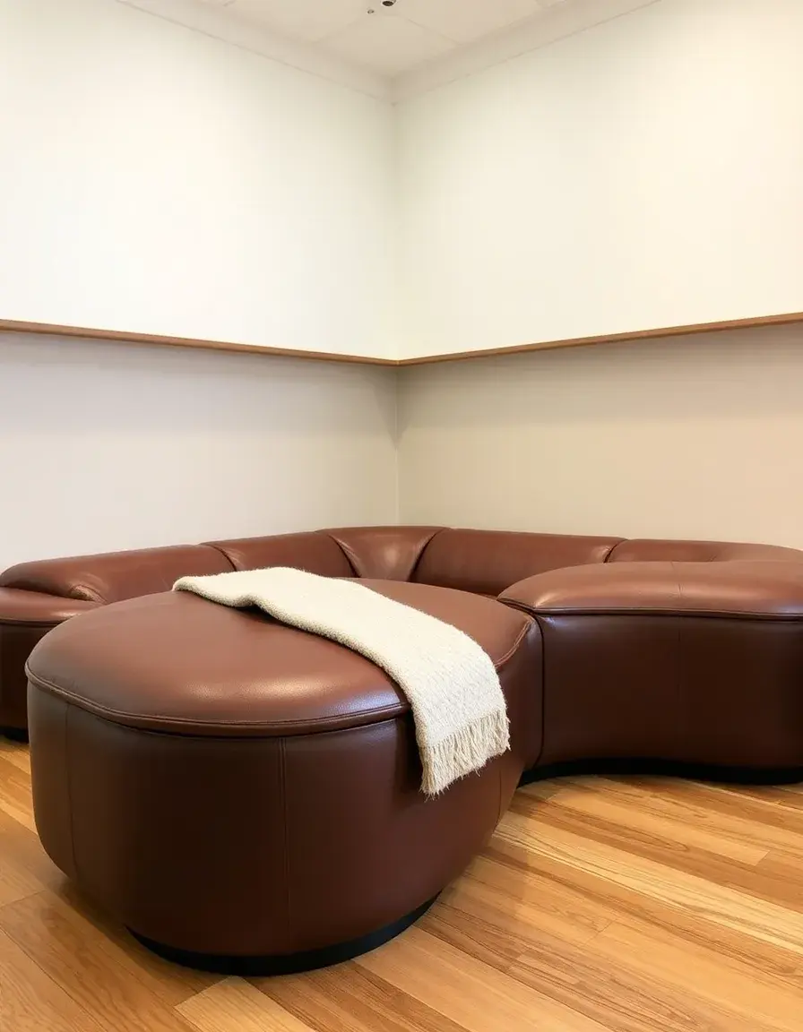 Curved leather sectional sofa