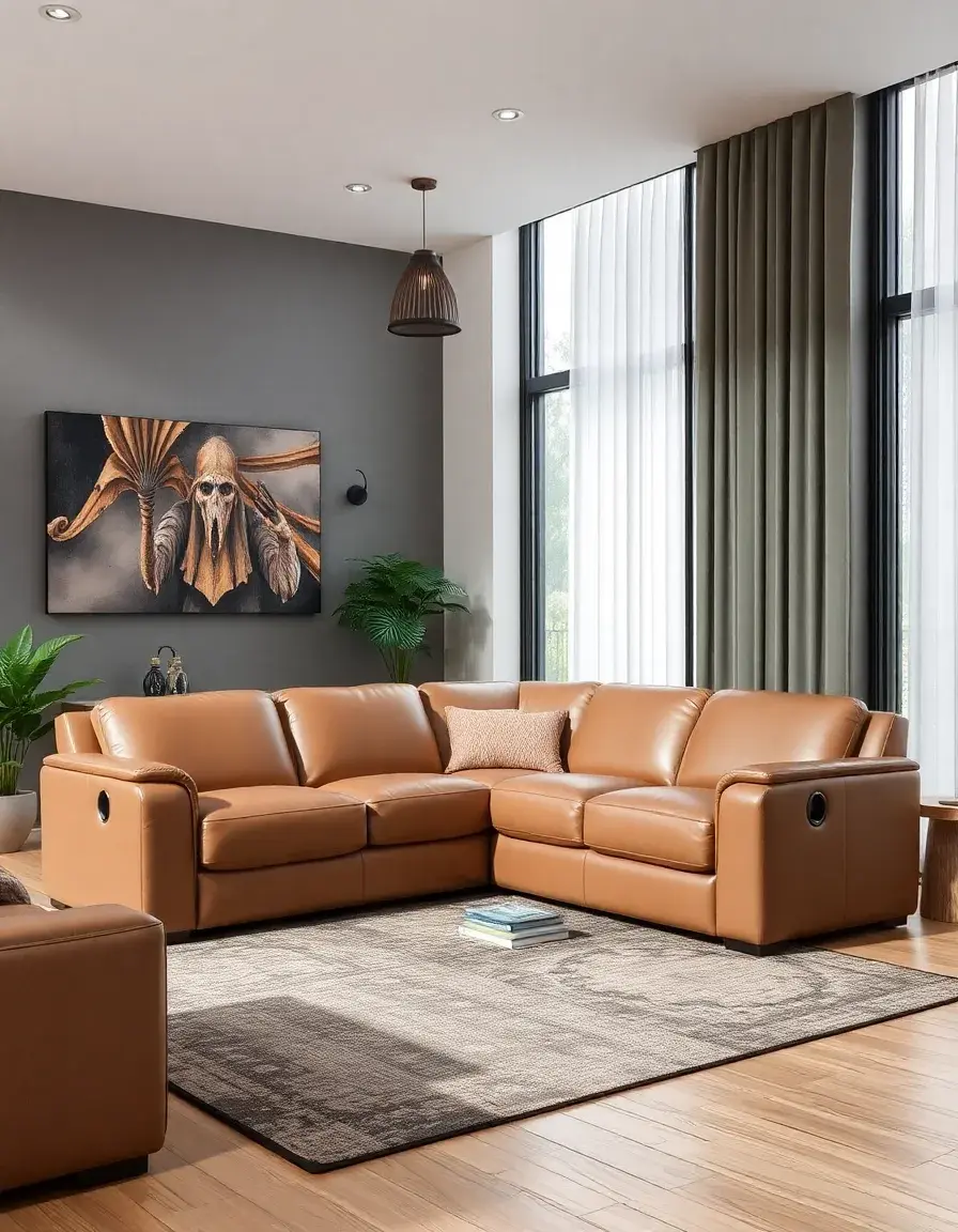 Reclining leather sectional